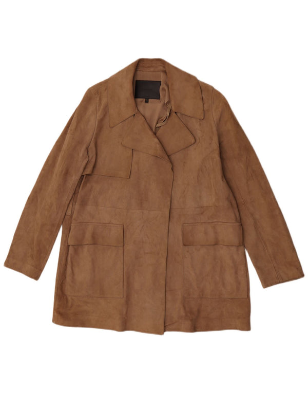 Massimo Dutti Abrigo Abierto Ante Mujer UK 10 Small Piel De Oveja Beige