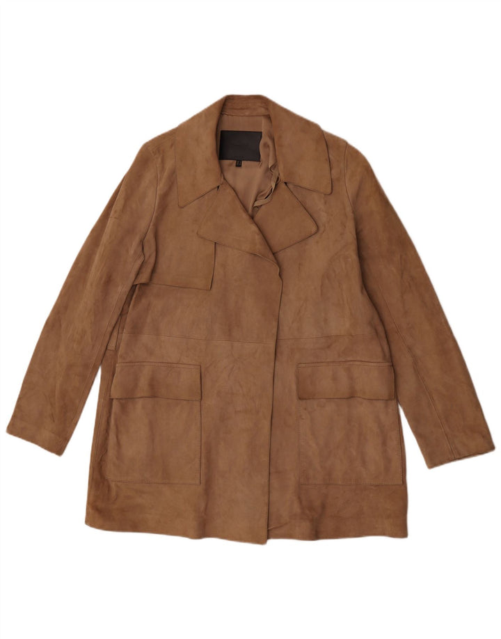 Massimo Dutti Abrigo Abierto Ante Mujer UK 10 Small Piel De Oveja Beige