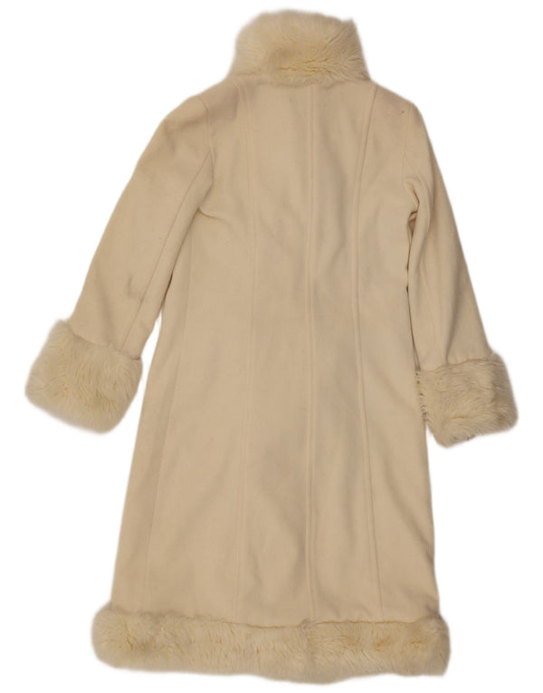 Zara Mujer Abrigo UK 10 Pequeño Lana Beige