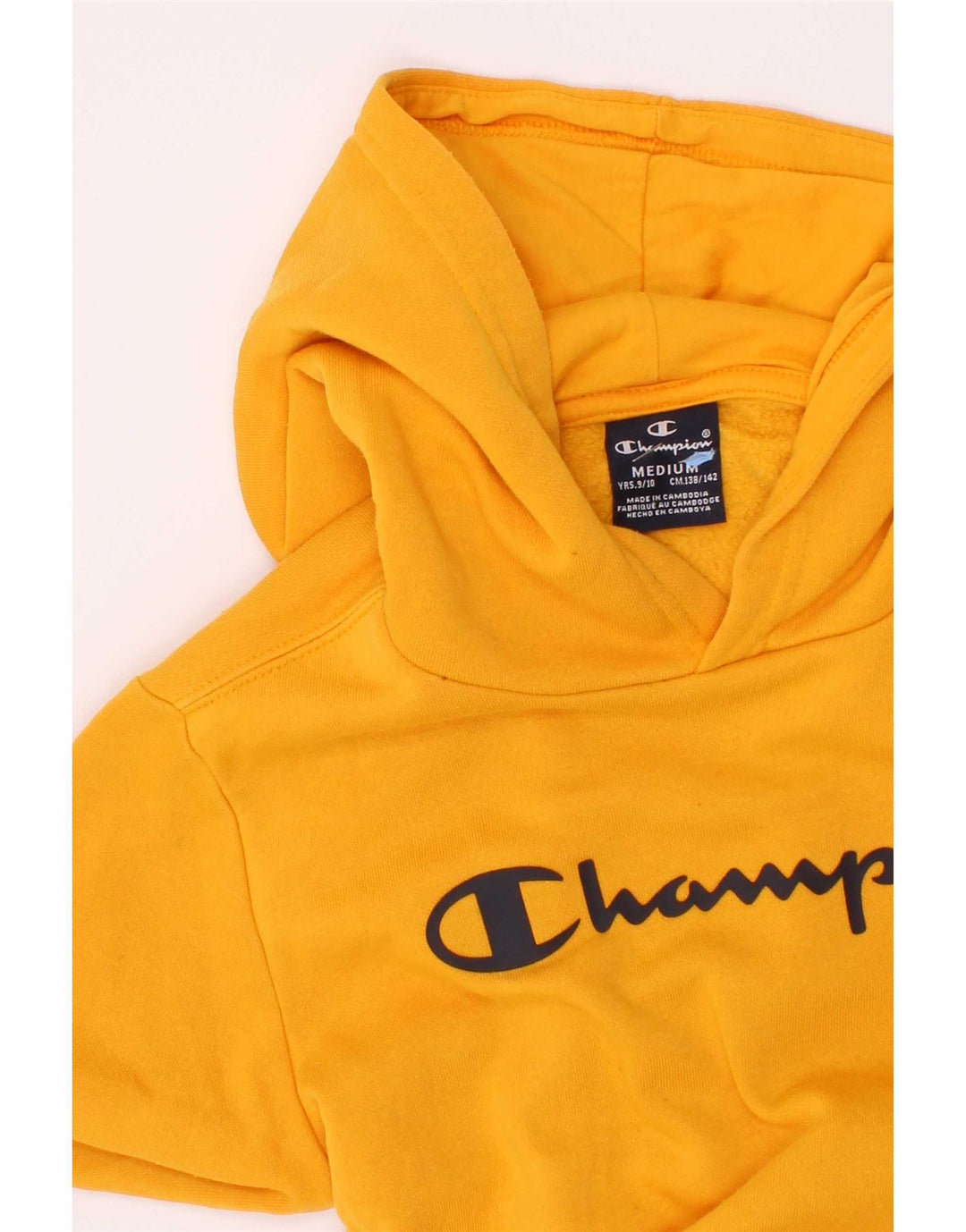 Champion Sudadera con capucha gráfica para niños 9-10 años Amarillo mediano
