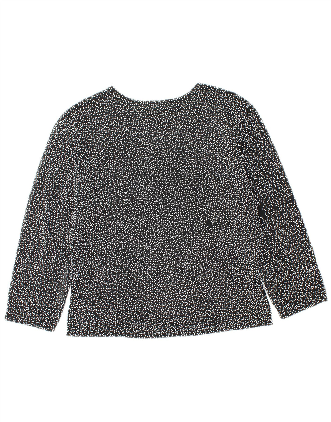 CLASSIC CREATIONS Womens Crop Blouse Top UK 14 Large Black Spotted