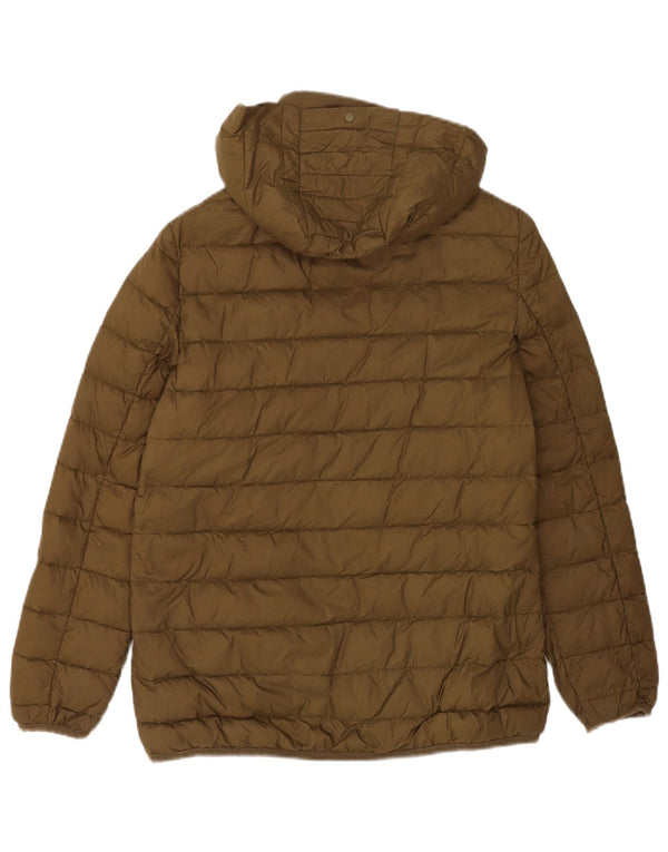 Zara Mujer Chaqueta Acolchada Con Capucha UK 10 Small Caqui Poliéster