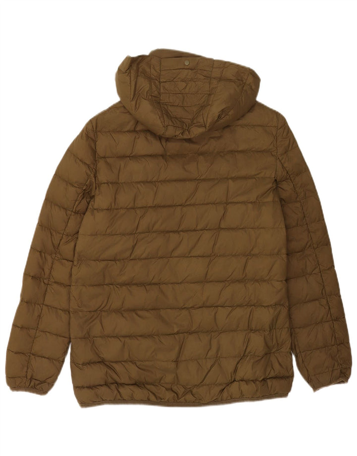 Zara Mujer Chaqueta Acolchada Con Capucha UK 10 Small Caqui Poliéster