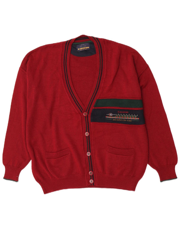 Il Granchio Cárdigan Hombre XL Lana Color Block Burdeos