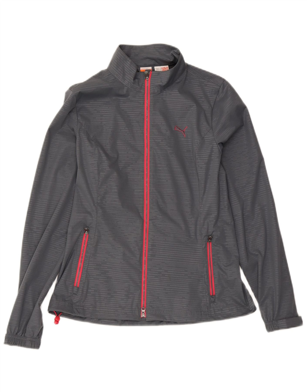 Puma Mujer Chándal Top Chaqueta UK 10 Pequeño Gris Rayas Poliéster