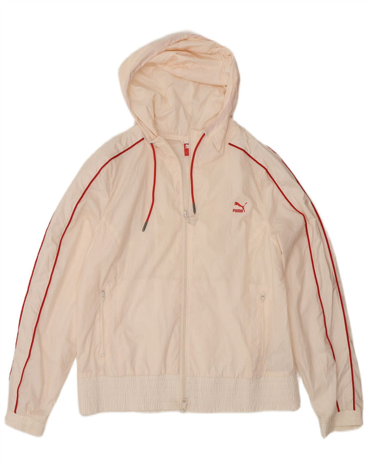 Puma Chaqueta Bomber con Capucha para Mujer UK 40 Grande Poliéster Blanco Roto
