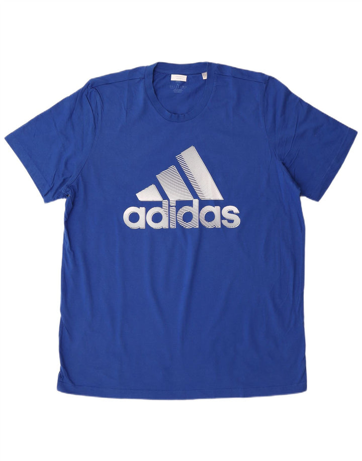ADIDAS Camiseta gráfica para hombre Top XL Algodón azul