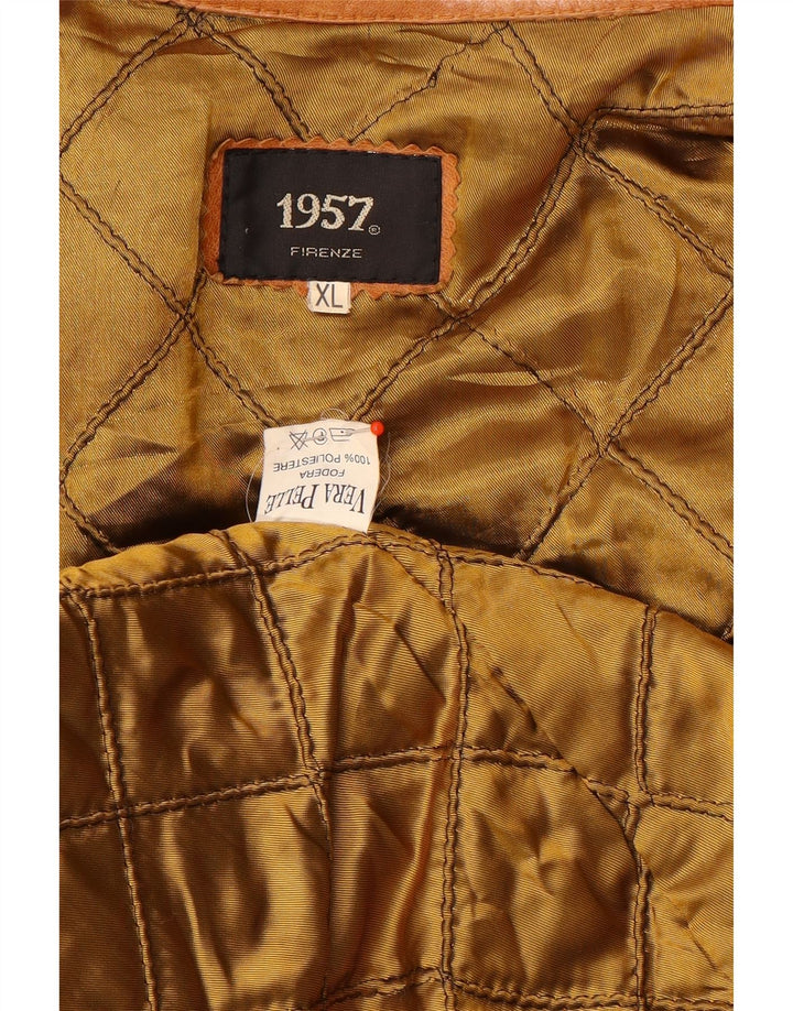 Vintage chaqueta de cuero para hombre Reino Unido 42 XL cuero marrón