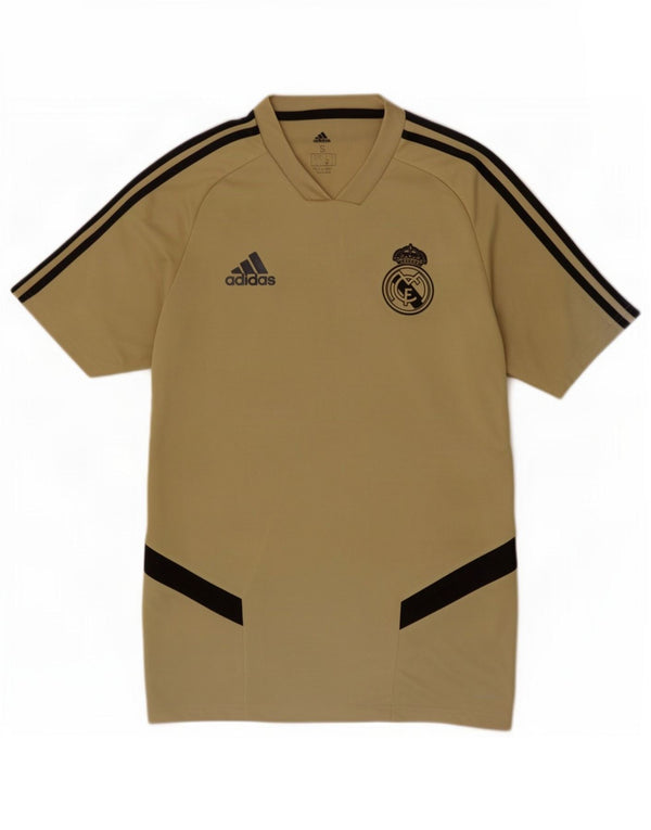 Adidas Hombre Real Madrid Camiseta Top Pequeño Caqui Colorblock