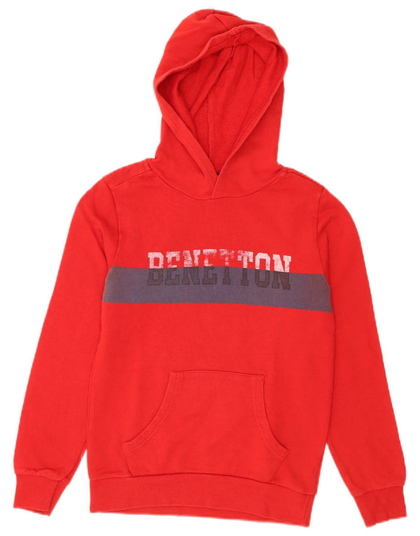 Benetton Jersey con capucha y estampado gráfico para niños 10-11 años XL Algodón color block rojo