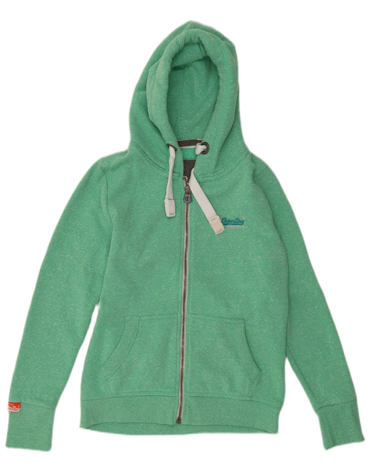 Superdry Sudadera con capucha y cremallera para mujer Reino Unido 40 Algodón moteado verde medio