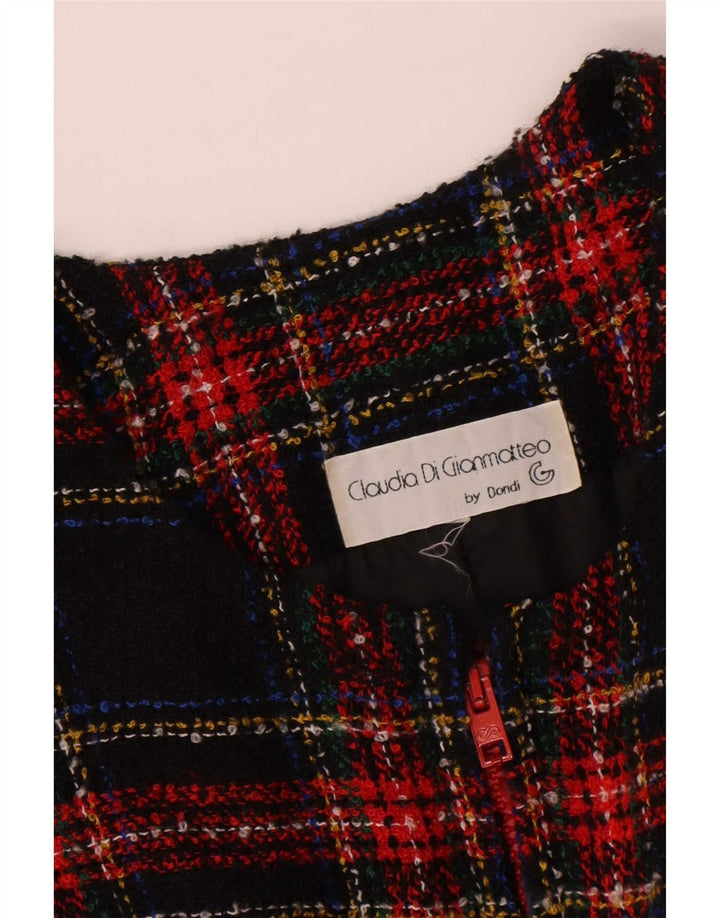 Chaqueta blazer vintage con cremallera completa para mujer UK 46 Lana a cuadros multicolor grande