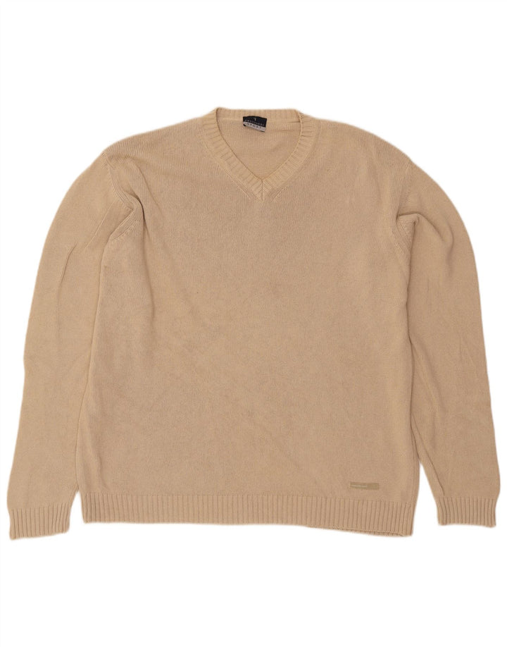Trussardi Jersey Con Cuello De Pico Para Hombre Large Beige Algodón