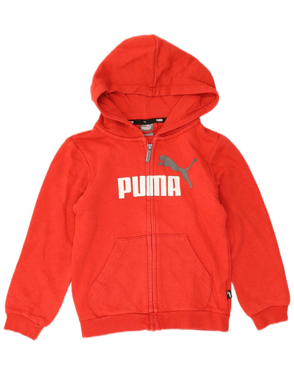 Puma Niñas Graphic Zip Sudadera con capucha 7-8 años Rojo Algodón Deportes
