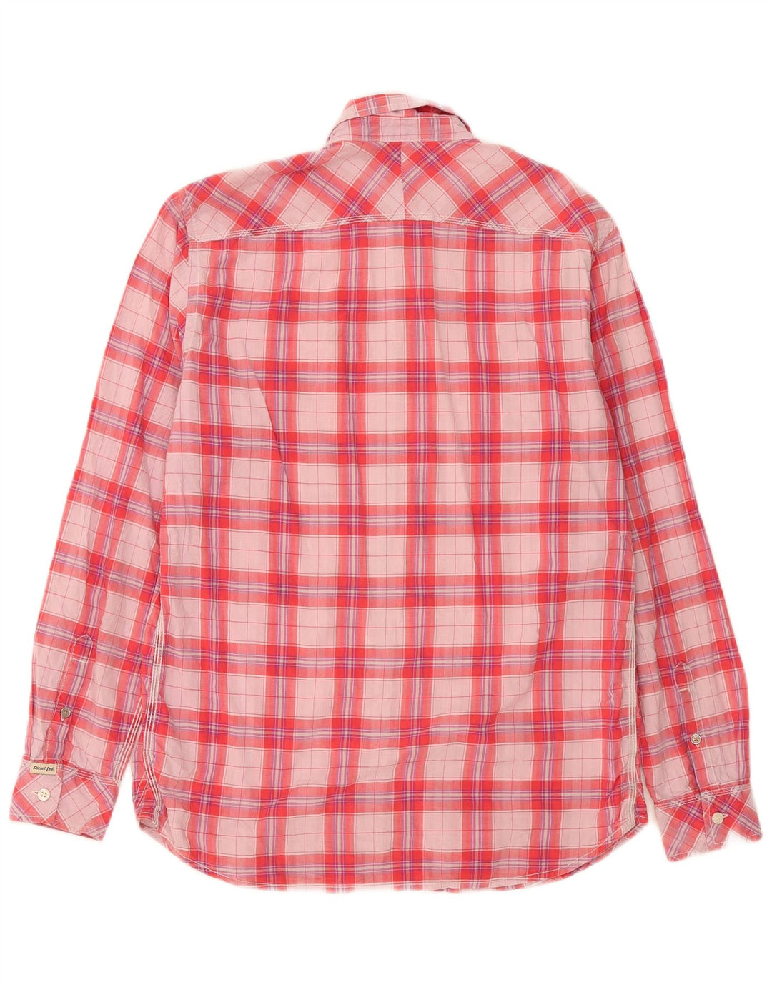 Camisa Diesel Hombre Mediana A Cuadros Rojos De Algodón