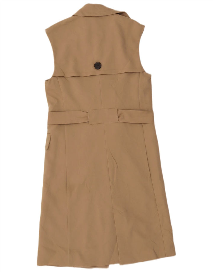 ZARA Mujer Abrigo Cruzado Sin Mangas UK 6 XS Beige