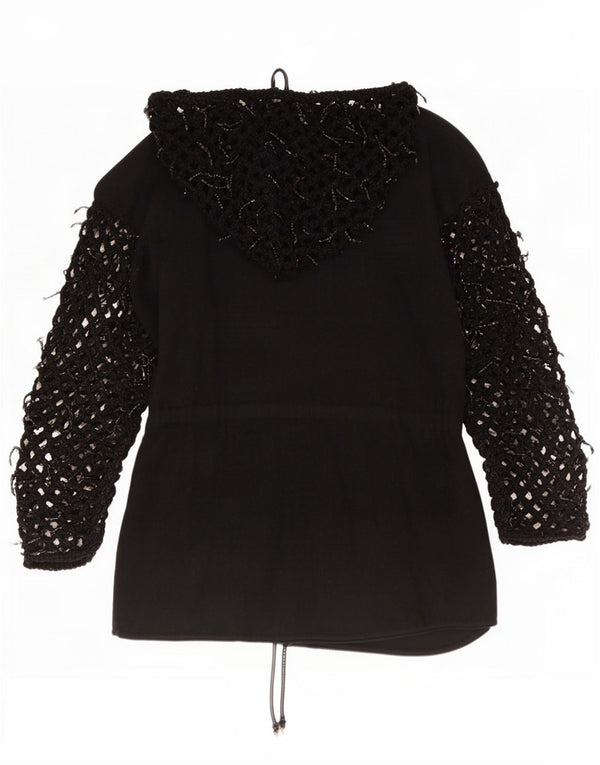 Di Bari Cárdigan extragrande con capucha y palangre para mujer EU 40 Medium Black