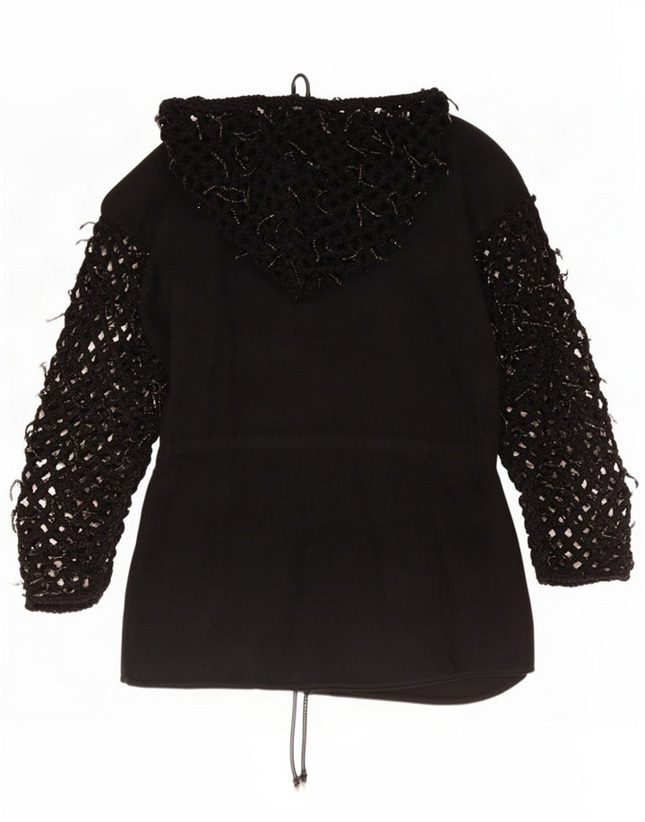 Di Bari Cárdigan extragrande con capucha y palangre para mujer EU 40 Medium Black