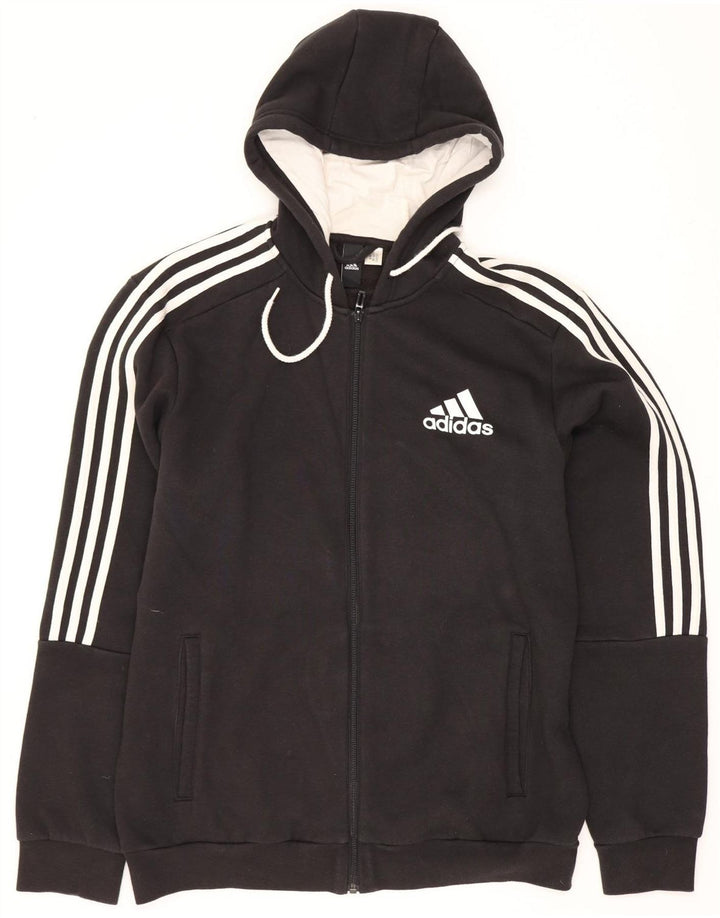 Adidas - Sudadera con capucha y cremallera para hombre, talla grande, color negro