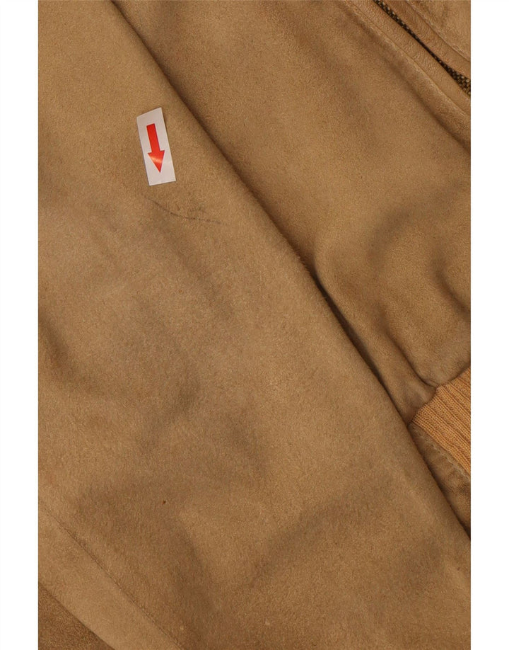 Vintage hombres ante bomber chaqueta IT 52 XL algodón marrón