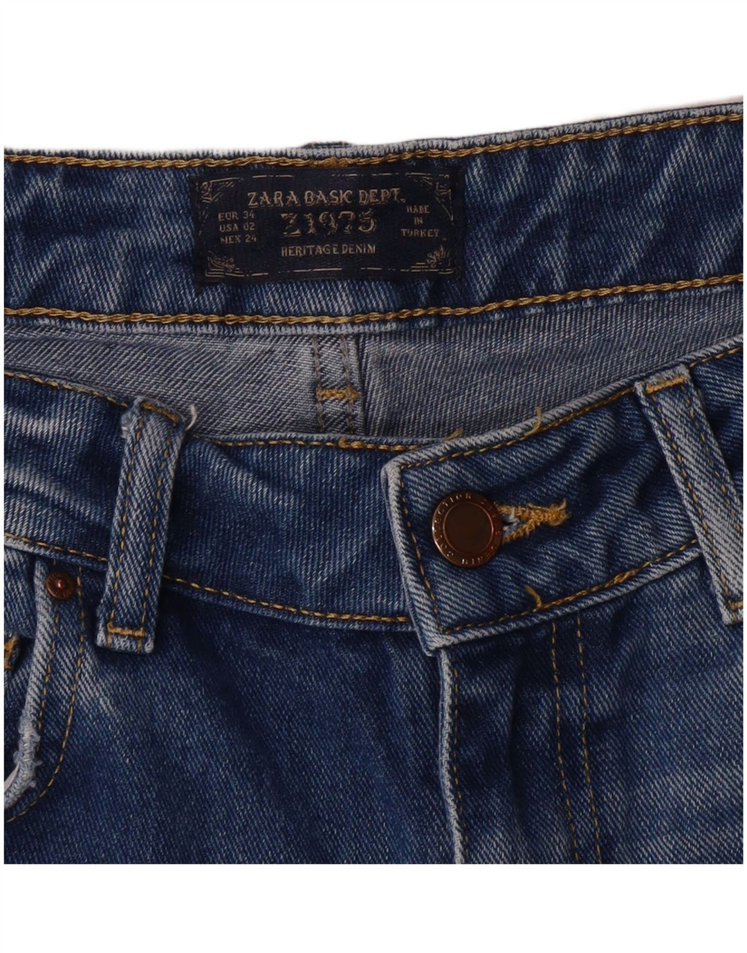 Zara Jeans Cónicos Desgastados para Mujer EU 34 2XS W24 L30 Azul Grunge