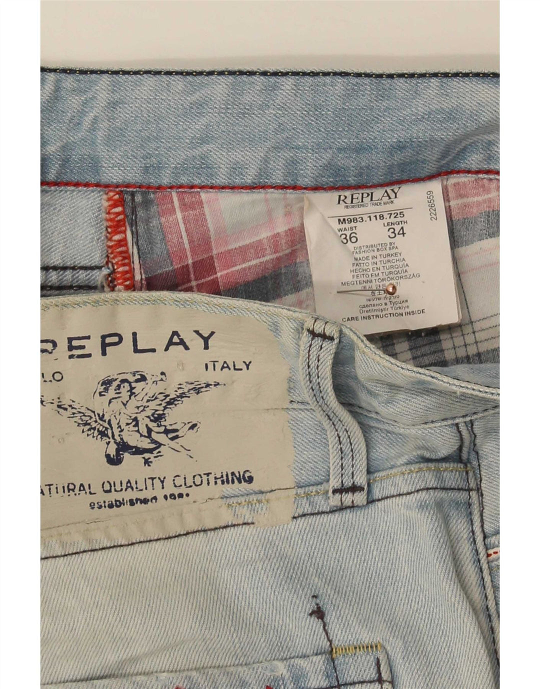 Vaqueros rectos para hombre Replay W36 L34 Algodón azul
