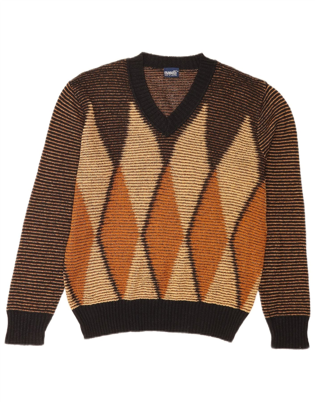 Maselli Jersey con cuello en V para hombre EU 50 Marrón medio Argyle/Diamante