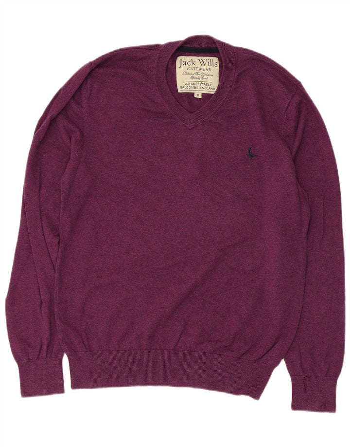 JACK WILLS Jersey con cuello en V para hombre de algodón morado medio