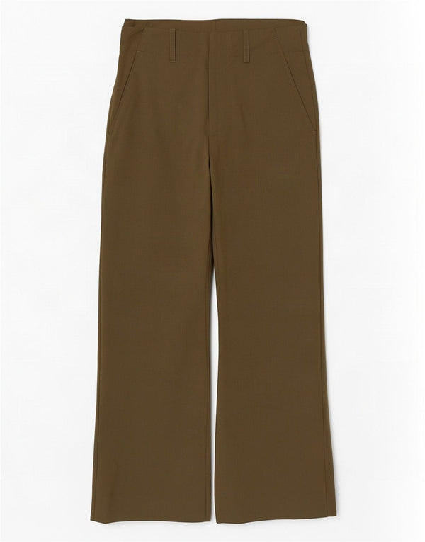 Zara Mujer Pantalones Chinos De Pierna Ancha Y Talle Alto XS W24 L28 Poliéster Caqui