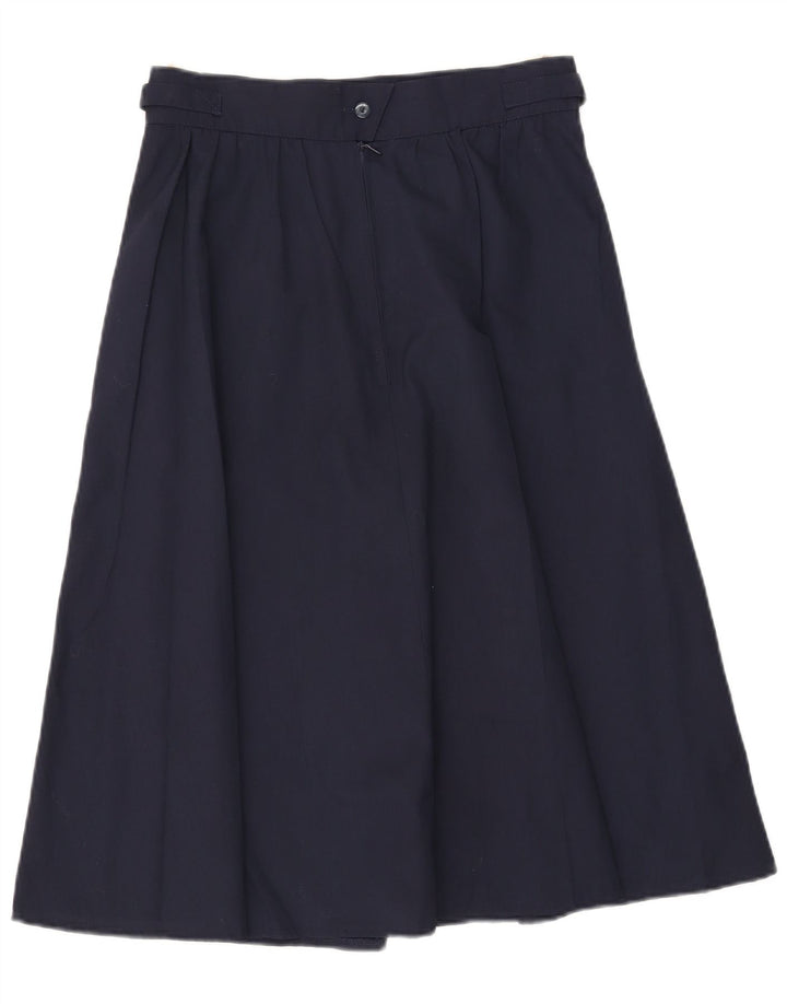 Vintage mujer A-Line falda IT 42 Medio W29 Poliéster azul marino