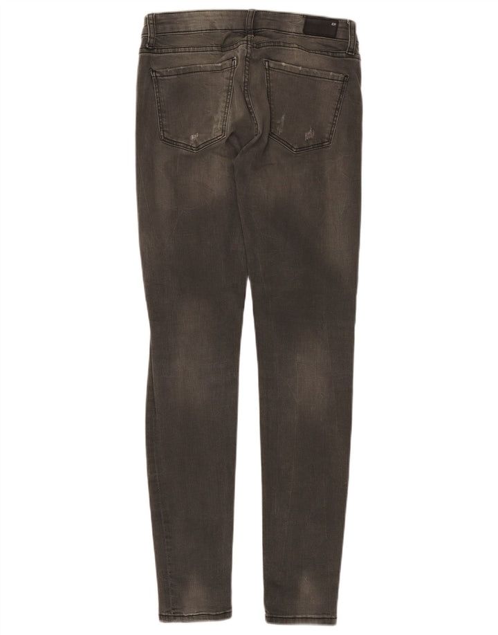 Zara Vaqueros ajustados desgastados de talle medio para mujer EU 36 XS W26 L29 Gris