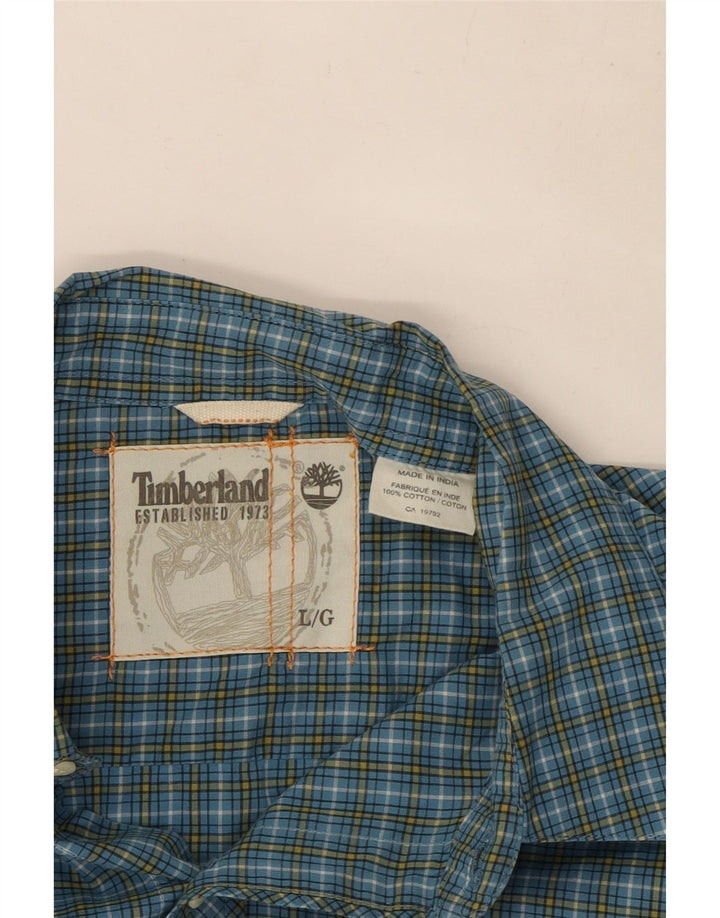 Camisa Timberland Hombre Grande A Cuadros Azul Algodón