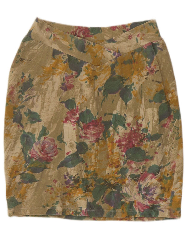 Vintage mujer lápiz falda pequeña W26 verde floral modal