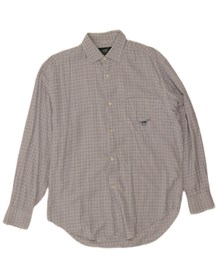 Henry Cottons Camisa para hombre Talla 39 15 1/2 Gingham gris medio