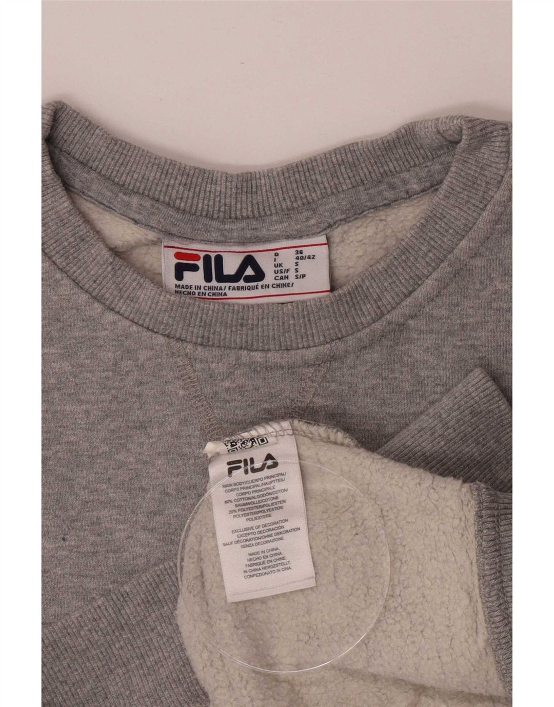 Fila Hombre Sudadera Jumper Small Gris Algodón