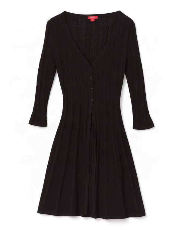 Monsoon Vestido tipo jersey de manga 3/4 para mujer UK 8 Small Acrílico negro