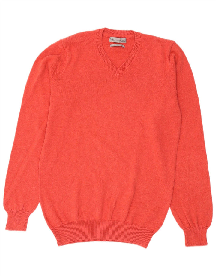Marks & Spencer Suéter con Cuello en V para Hombre Pequeño Algodón Naranja