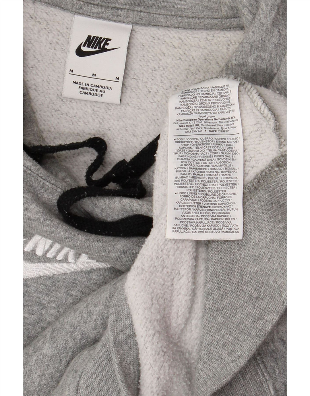 NIKE Hombre Sudadera con Capucha Gráfica Jersey De Algodón Color Block Gris Medio