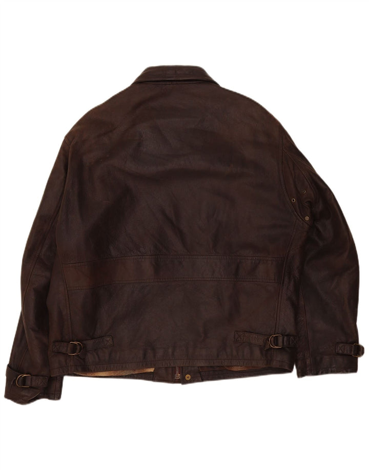 Chaqueta de cuero vintage para hombre Reino Unido 42 XL Marrón