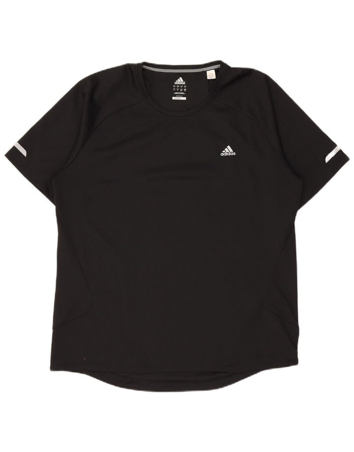 ADIDAS Camiseta Climalite para hombre Top Grande Poliéster negro
