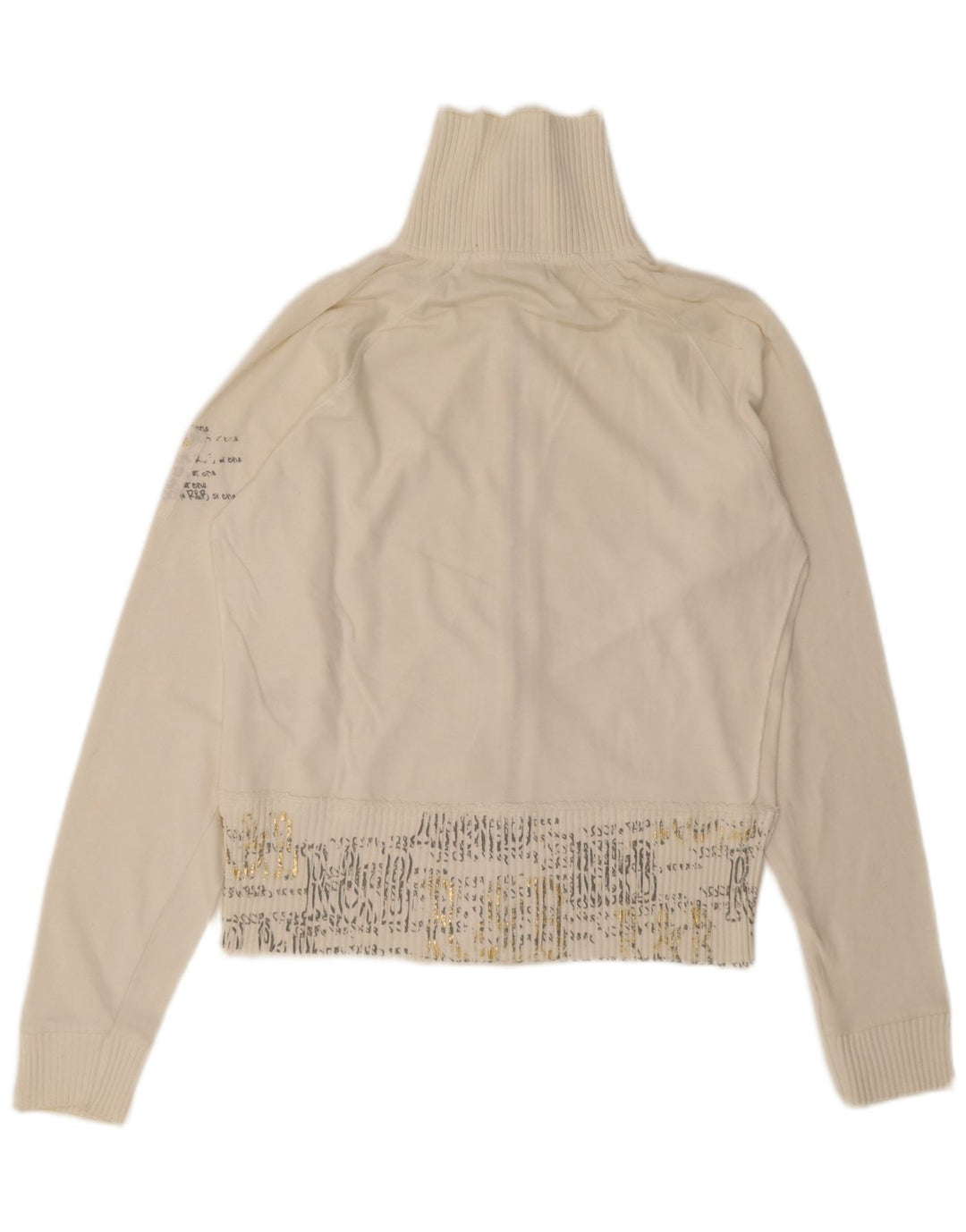 Arena Chaqueta De Chándal Extragrande Con Gráfico Para Mujer Pequeña De Algodón Blanco Roto
