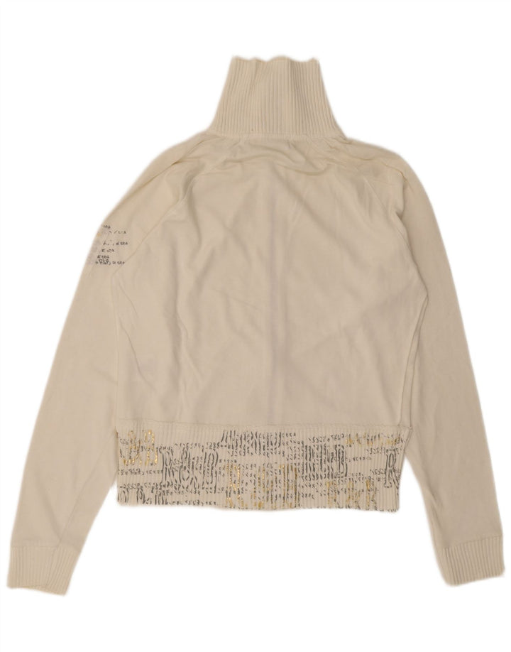 Arena Chaqueta De Chándal Extragrande Con Gráfico Para Mujer Pequeña De Algodón Blanco Roto