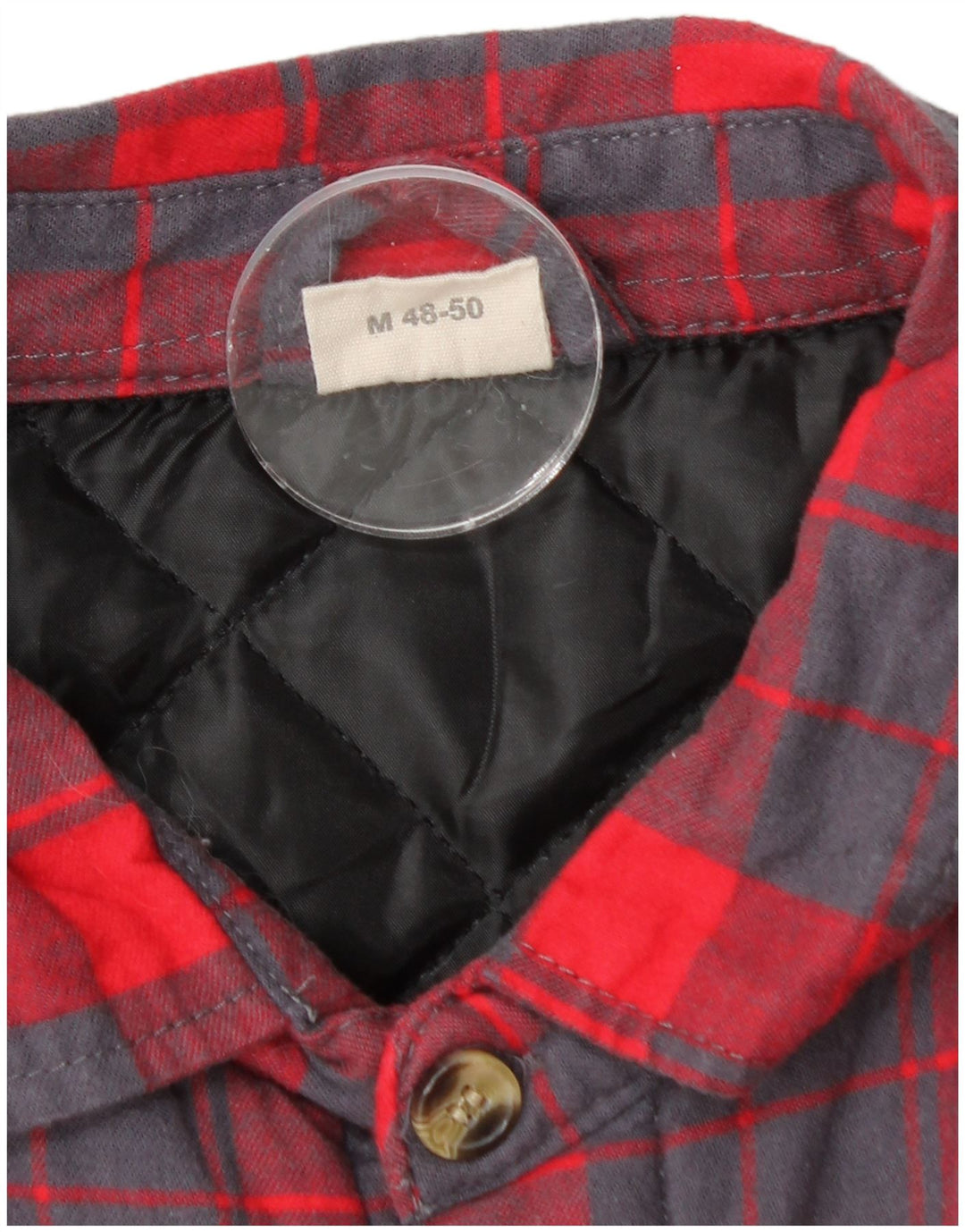 Vintage hombres leñador franela camisa IT 48/50 medio rojo cheque algodón