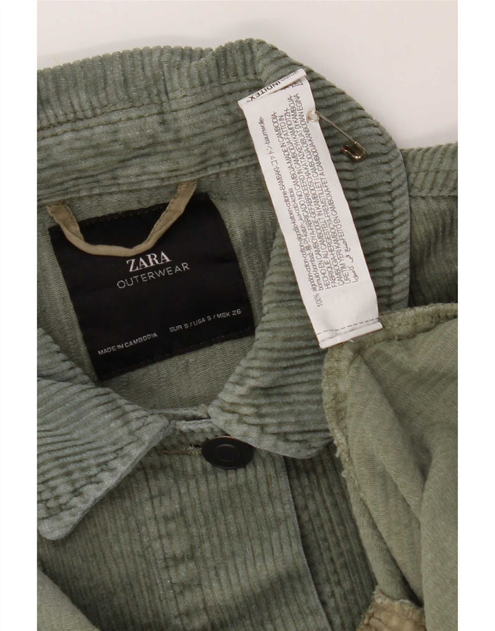 Zara Mujer Chaqueta De Pana Extragrande UK 10 Small Algodón Caqui