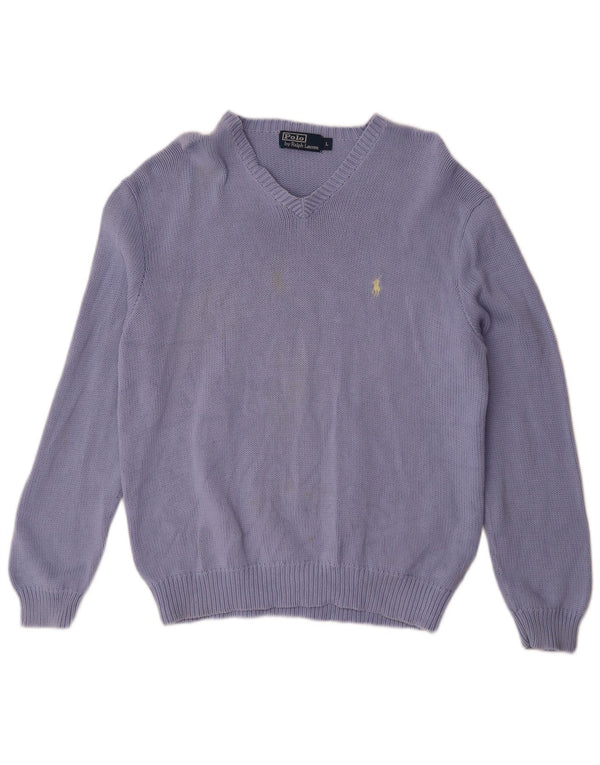 Polo Ralph Lauren - Jersey con cuello en V para hombre, talla grande, algodón morado