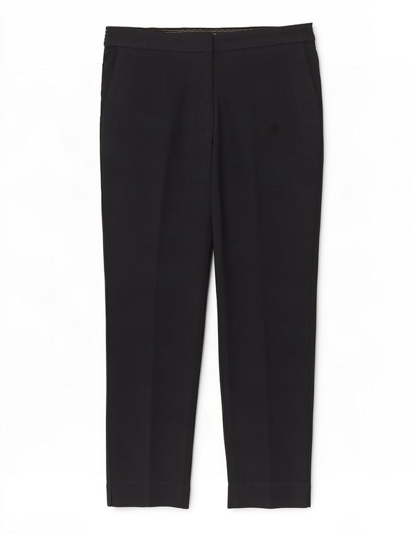 Zara Mujer Crop Slim Casual Pantalones Grande W30 L26 Azul Marino Algodón