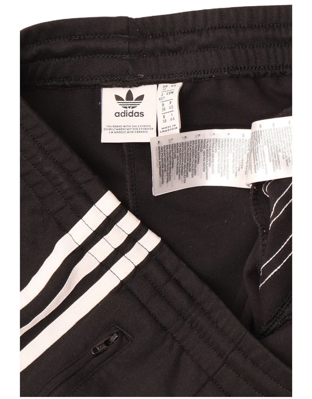 Adidas Pantalones de chándal para mujer UK 12 Medium Negro Poliéster