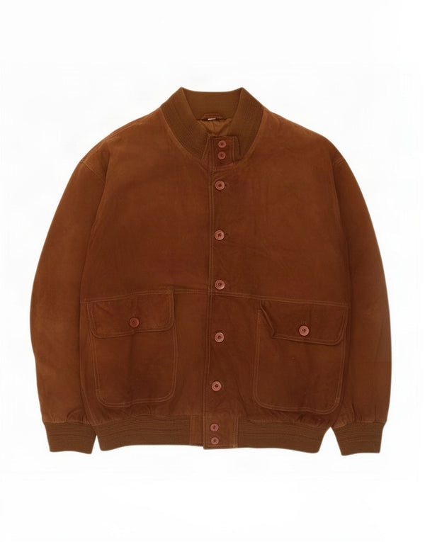 Vintage hombres ante bomber chaqueta IT 52 XL cuero marrón