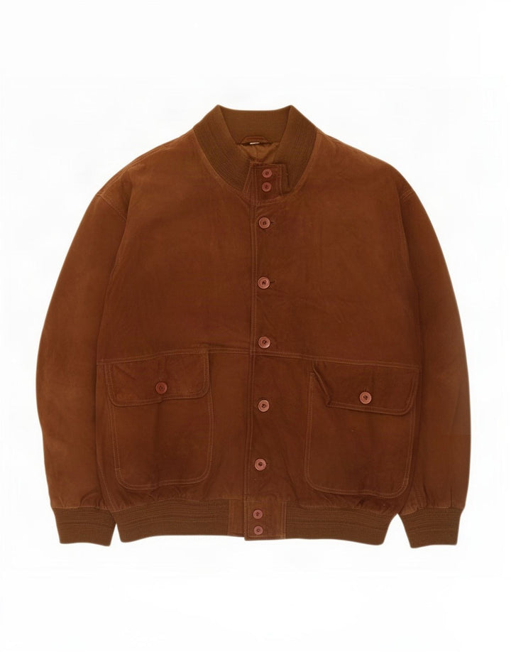 Vintage hombres ante bomber chaqueta IT 52 XL cuero marrón