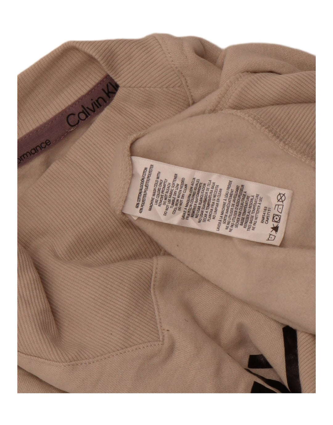 Calvin Klein - Sudadera gráfica para mujer, talla 40, talla grande, algodón beige